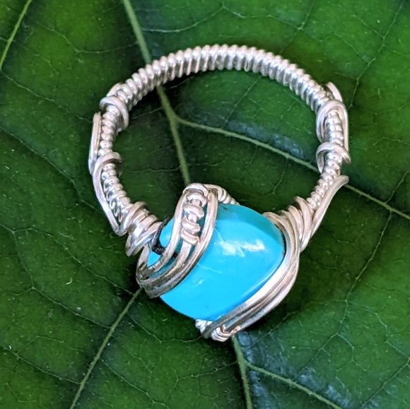 Artisan Sterling Silver Turquoise Ring Southwestern Statement Jewelry Sky Blue - Picture 15 of 15